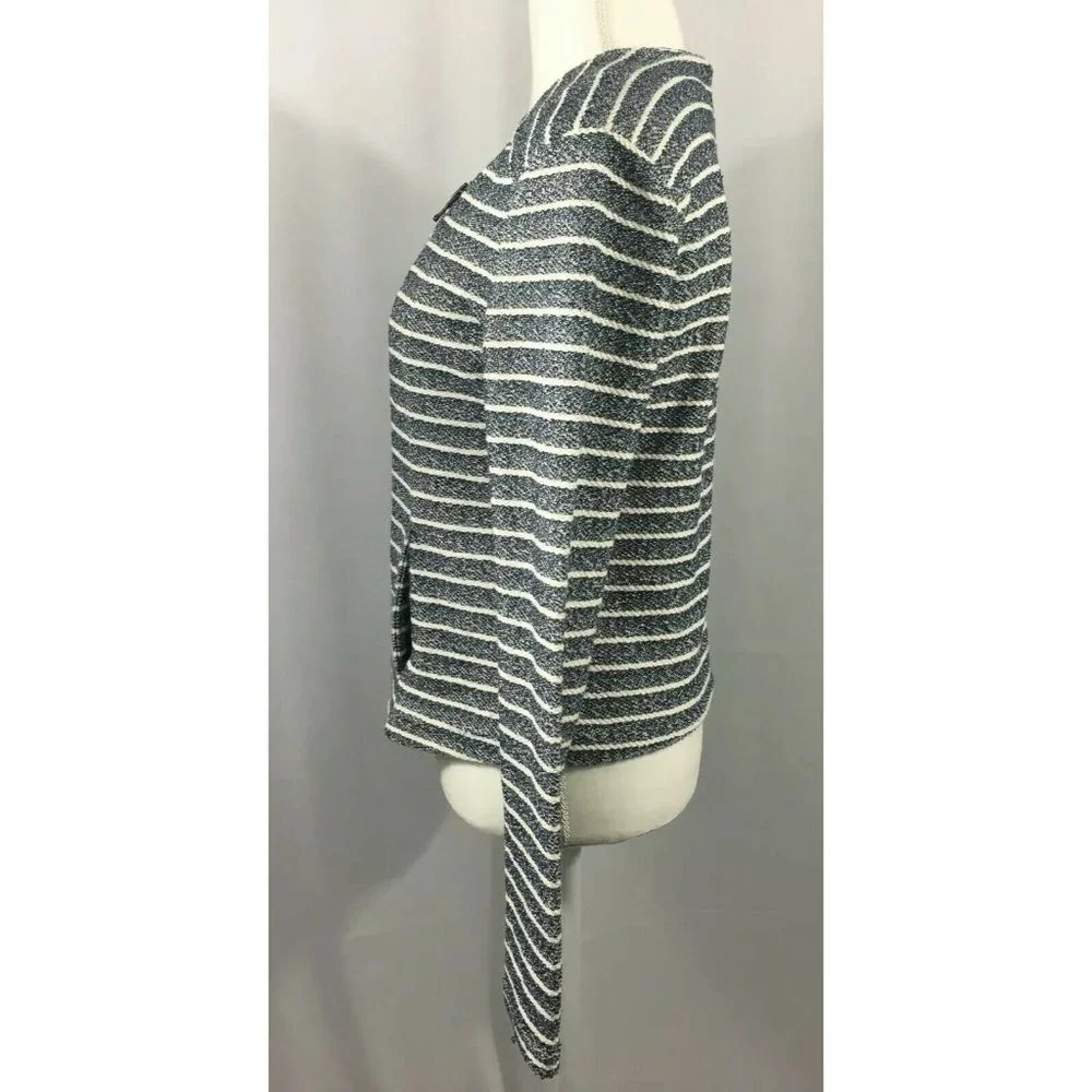 Lou & Grey Striped Blue White‎ Career Sweater W Asymmetrical Zipper Size Small